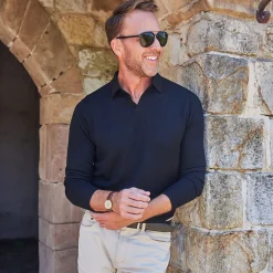 Bellagio Buttonless Long Sleeve Merino Polo-Collars & Co