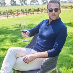 Bellagio Buttonless Long Sleeve Merino Polo-Collars & Co Sale