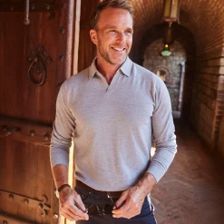 Bellagio Buttonless Long Sleeve Merino Polo-Collars & Co