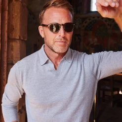 Bellagio Buttonless Long Sleeve Merino Polo-Collars & Co