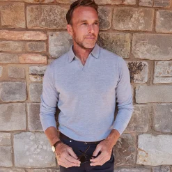 Bellagio Buttonless Long Sleeve Merino Polo-Collars & Co