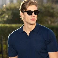Bellagio Buttonless Short Sleeve Merino Polo-Collars & Co Online