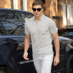 Bellagio Buttonless Short Sleeve Merino Polo-Collars & Co Discount