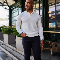 Bellagio Three Button Long Sleeve Merino Polo-Collars & Co Best