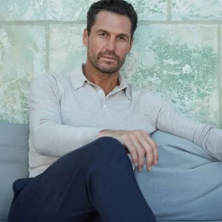 Bellagio Three Button Long Sleeve Merino Polo-Collars & Co Online