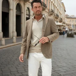 Bellagio Three Button Long Sleeve Merino Polo-Collars & Co Online