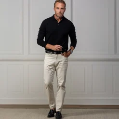 Bellagio Three Button Long Sleeve Merino Polo-Collars & Co Clearance