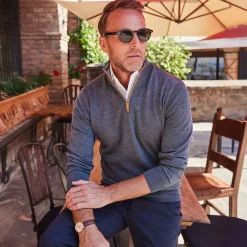 Cashmere Touch Australian Merino Quarter Zip Sweater-Collars & Co Outlet