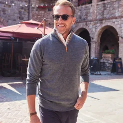 Cashmere Touch Australian Merino Quarter Zip Sweater-Collars & Co Outlet