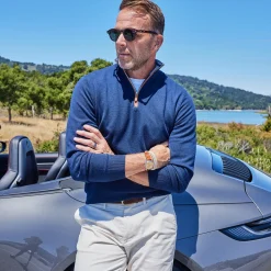 Cashmere Touch Australian Merino Quarter Zip Sweater-Collars & Co Hot
