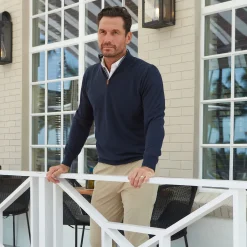 Cashmere Touch Australian Merino Quarter Zip Sweater-Collars & Co New