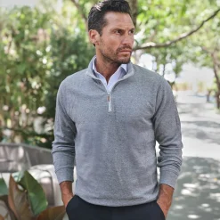Cloud Textured Quarter Zip Pullover-Collars & Co Sale