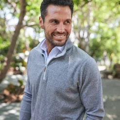 Cloud Textured Quarter Zip Pullover-Collars & Co Sale