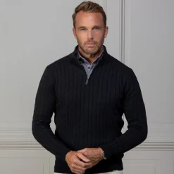 Kensington Cable Knit Quarter Zip Sweater-Collars & Co Sale