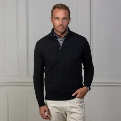Kensington Cable Knit Quarter Zip Sweater-Collars & Co Sale