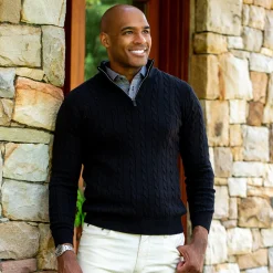 Kensington Cable Knit Quarter Zip Sweater-Collars & Co Sale