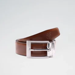 Leather Belt with Nickel Buckle-Collars & Co Sale