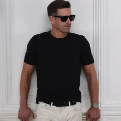 Lucca Luxury Touch Cotton and Silk T-Shirt-Collars & Co Hot
