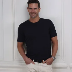 Lucca Luxury Touch Cotton and Silk T-Shirt-Collars & Co Clearance