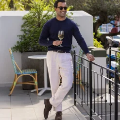 Luxury Touch Cotton and Cashmere Crew Neck Sweater-Collars & Co Clearance