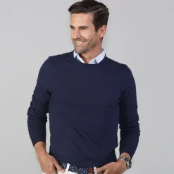 Luxury Touch Cotton and Cashmere Crew Neck Sweater-Collars & Co Clearance
