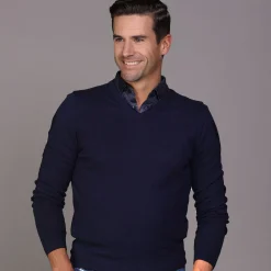 Luxury Touch Cotton and Cashmere V-Neck Sweater-Collars & Co Best