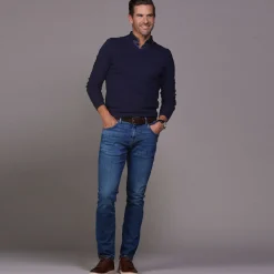 Luxury Touch Cotton and Cashmere V-Neck Sweater-Collars & Co Best