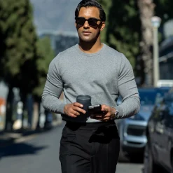Luxury Touch Cotton and Cashmere Crew Neck Sweater-Collars & Co Hot