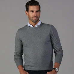 Luxury Touch Cotton and Cashmere Crew Neck Sweater-Collars & Co Hot