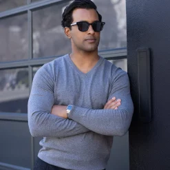 Luxury Touch Cotton and Cashmere V-Neck Sweater-Collars & Co Sale