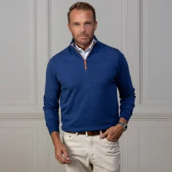 Luxury Touch Cotton and Cashmere Quarter Zip Sweater-Collars & Co Discount