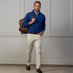Luxury Touch Cotton and Cashmere Quarter Zip Sweater-Collars & Co Discount
