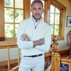 Luxury Touch Cotton and Cashmere Quarter Zip Sweater-Collars & Co Best
