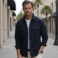 Monterey Cotton & Linen Overshirt-Collars & Co Outlet