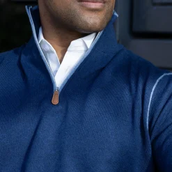 Napoli Accent Quarter Zip Wool & Cashmere Sweater-Collars & Co Hot