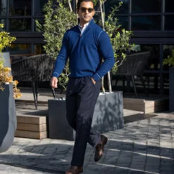 Napoli Accent Quarter Zip Wool & Cashmere Sweater-Collars & Co Hot