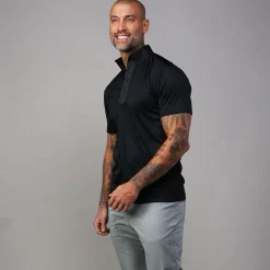 Oxford Button Down Collar Polo Black with Dark Charcoal Accent-Collars & Co Outlet
