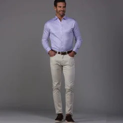 Quattro Flex Dress Shirt with Semi-Spread Collar-Collars & Co Discount