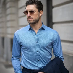 Quattro Flex Dress Shirt with Semi-Spread Collar-Collars & Co New
