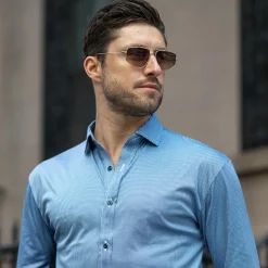 Quattro Flex Dress Shirt with Semi-Spread Collar-Collars & Co New