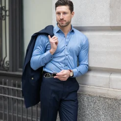 Quattro Flex Dress Shirt with Semi-Spread Collar-Collars & Co New