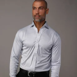 Quattro Flex Dress Shirt with Semi-Spread Collar-Collars & Co Discount