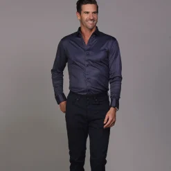 Quattro Flex Dress Shirt with Semi-Spread Collar-Collars & Co Clearance