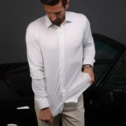 Quattro Flex Dress Shirt with Semi-Spread Collar-Collars & Co Clearance