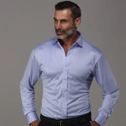 Quattro Flex Dress Shirt with Semi-Spread Collar-Collars & Co New