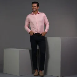 Quattro Flex Dress Shirt with Semi-Spread Collar-Collars & Co Discount