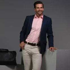 Quattro Flex Dress Shirt with Semi-Spread Collar-Collars & Co Discount
