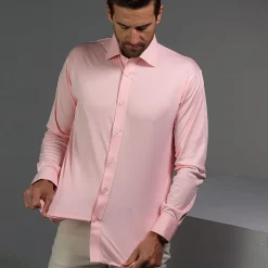 Quattro Flex Dress Shirt with Semi-Spread Collar-Collars & Co Discount