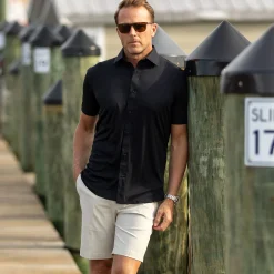 Quattro Flex Short Sleeve Button Down-Collars & Co Discount
