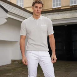 Riviera Waffle Knit Polo Grey-Collars & Co Best